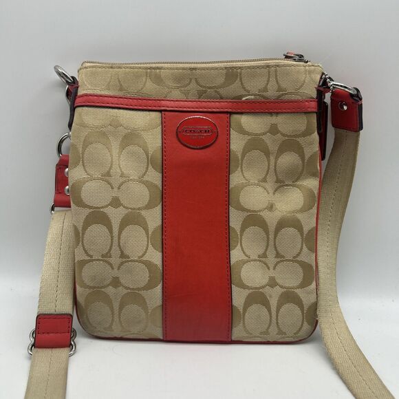 Coach‎ Crossbody Purse Legacy Sutton Signature Monogram Logo Swing Bag - Picture 12 of 13